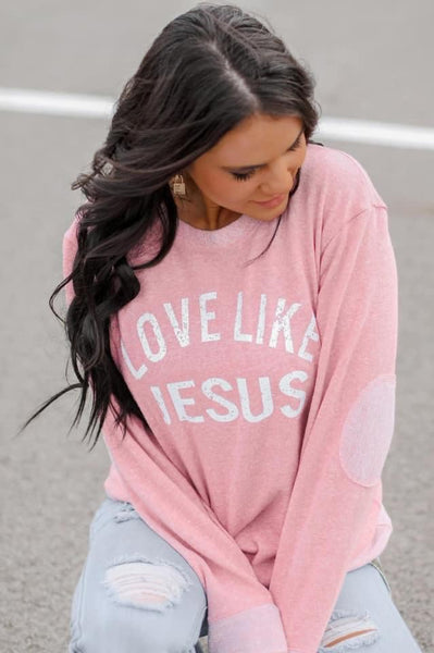 Love Like Jesus Pink French Terry Pullover