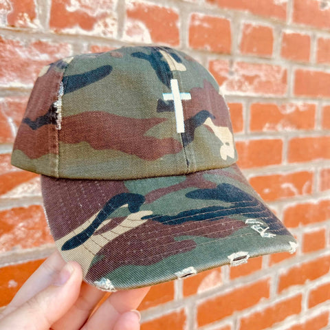 Courageous Cross Hat - Distressed Camo