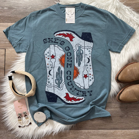 Gone Country Dusty Blue Tee