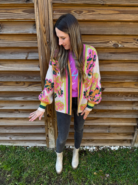 Hunter Green & Pink Snuggle Up Cardigan