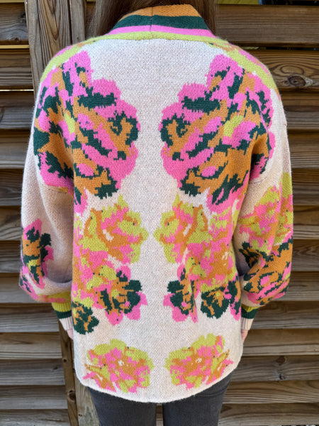 Hunter Green & Pink Snuggle Up Cardigan