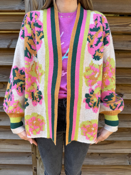 Hunter Green & Pink Snuggle Up Cardigan