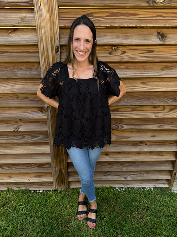 Bold & Black Floral Lace Blouse