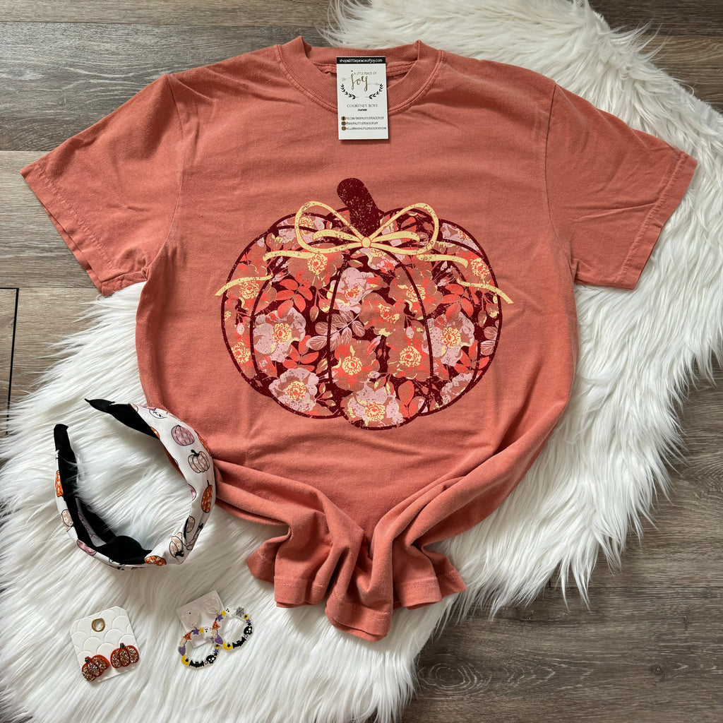 Floral Pumpkin Patch Orange Tee