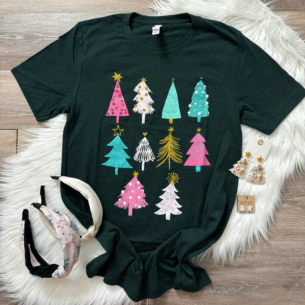 Boho Pink Trees Christmas Tee