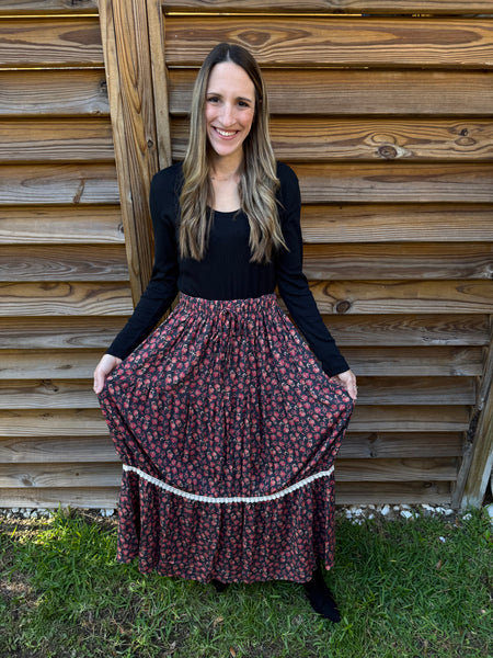 Autumn Floral Rust Mix Skirt