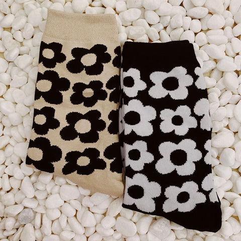 Daisy Sock Set - Black/Taupe