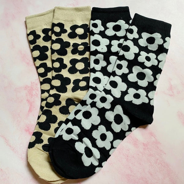 Daisy Sock Set - Black/Taupe