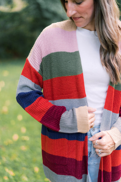 Slouchy Multi Striped Comfy Cardigan