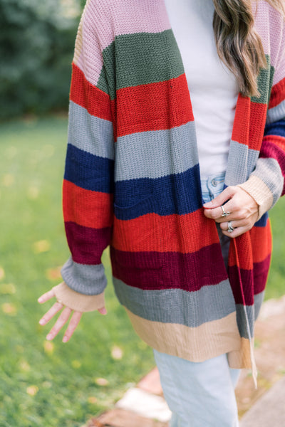 Slouchy Multi Striped Comfy Cardigan