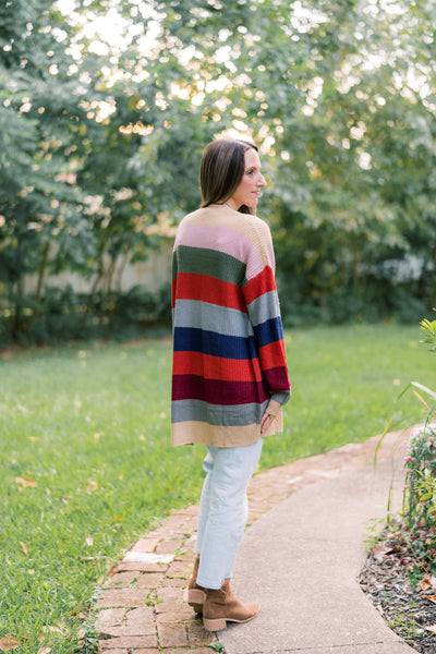 Slouchy Multi Striped Comfy Cardigan