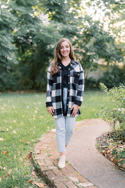 Buffalo Plaid Button Down Shacket - Black/White