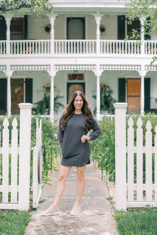 The Kailee Ribbed Dress - Charcoal