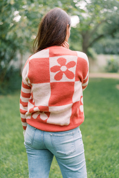 Tessa Flower Power Orange Sweater