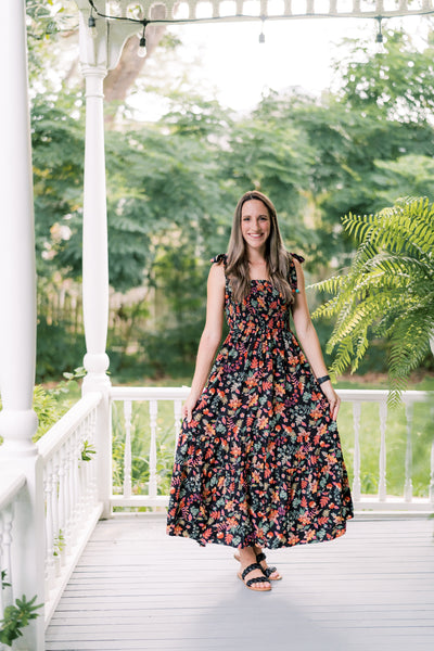 The Betsy Black Mix Floral Midi Dress