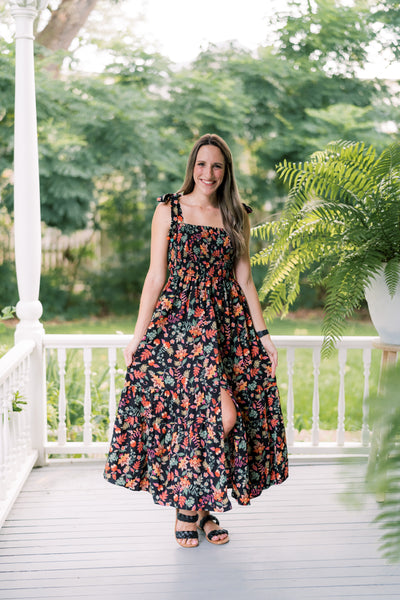 The Betsy Black Mix Floral Midi Dress