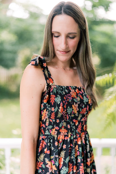 The Betsy Black Mix Floral Midi Dress