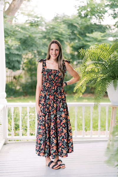 The Betsy Black Mix Floral Midi Dress