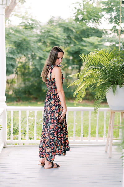 The Betsy Black Mix Floral Midi Dress