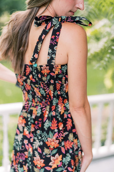 The Betsy Black Mix Floral Midi Dress